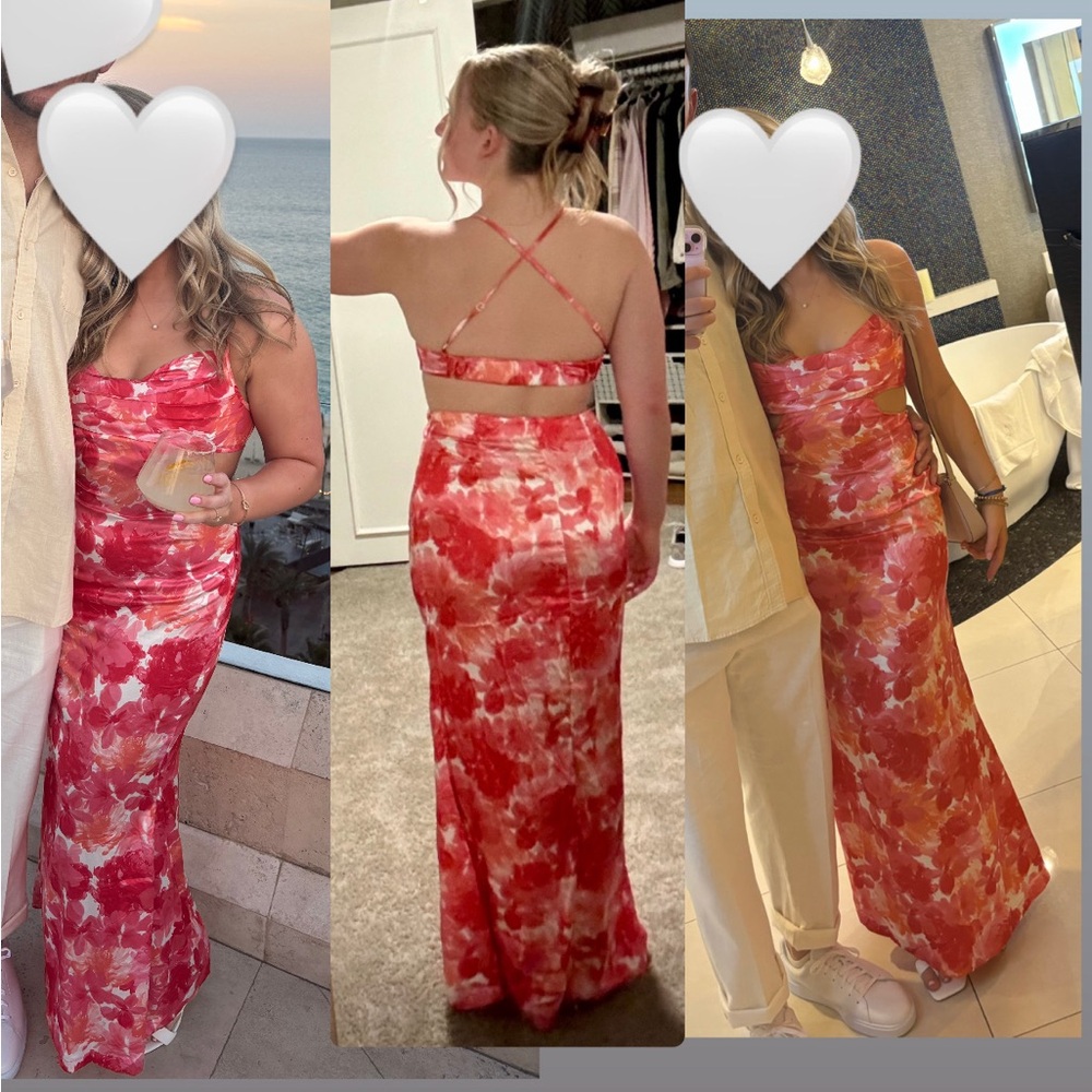 Floral Satin Open Back Maxi Dress